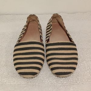 Eileen Fisher Striped Canvas Flats Size 10